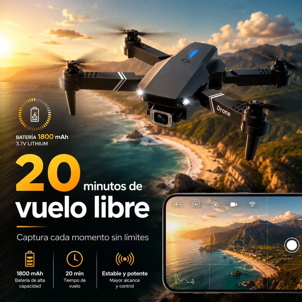[OFERTA] - Dron E99 Max Sky Vision 4K + DOBLE BATERÍA + CONTROL PANTALLA CELULAR